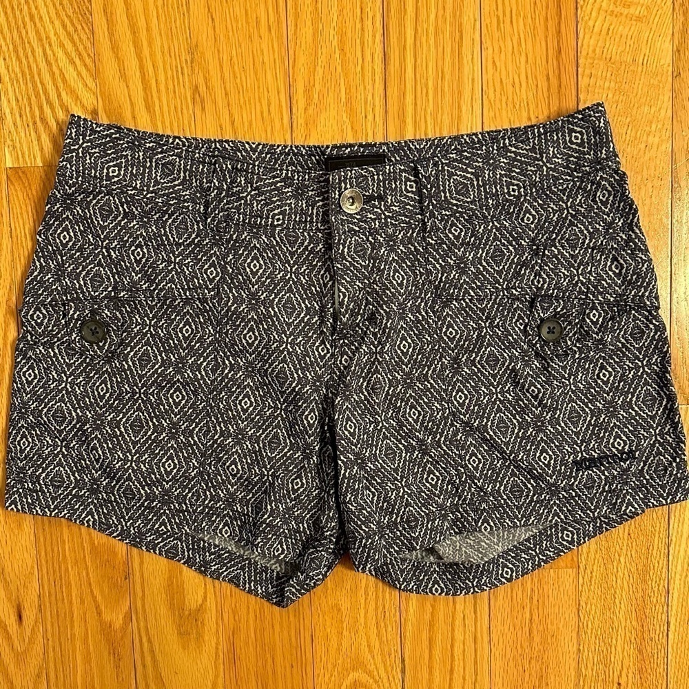 Marmot Ginny Hiking Shorts Geometric Aztec Print Blue Size 10- 4” inseam